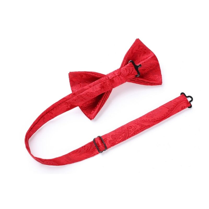 Paisley Pre-Tied Bow Tie & Pocket Square - RED