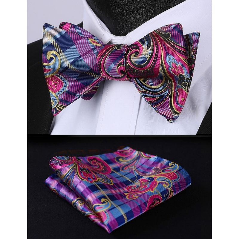 Floral Bow Tie & Pocket Square - A-B PINK PAISLEY