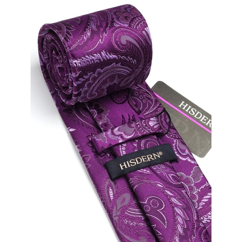 Paisley Tie Handkerchief Set - A10-PLUM/PURPLE