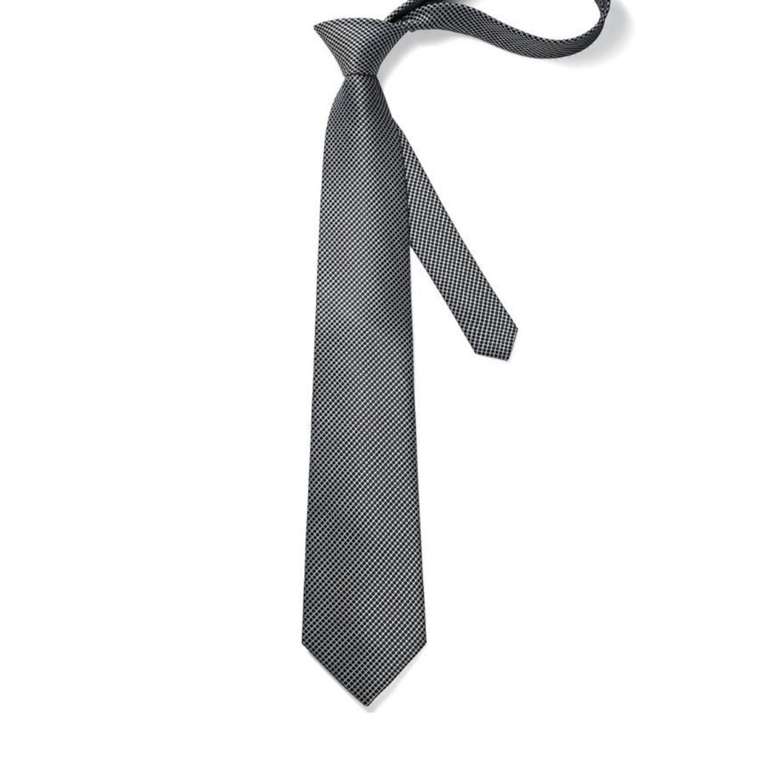 Polka Dot Tie Handkerchief Set - B2-SILVER/BLACK