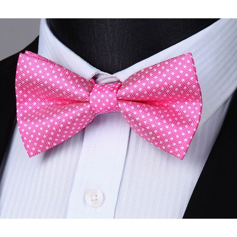 Polka Dot Suspender Pre Tied Bow Tie Handkerchief C1 Pink