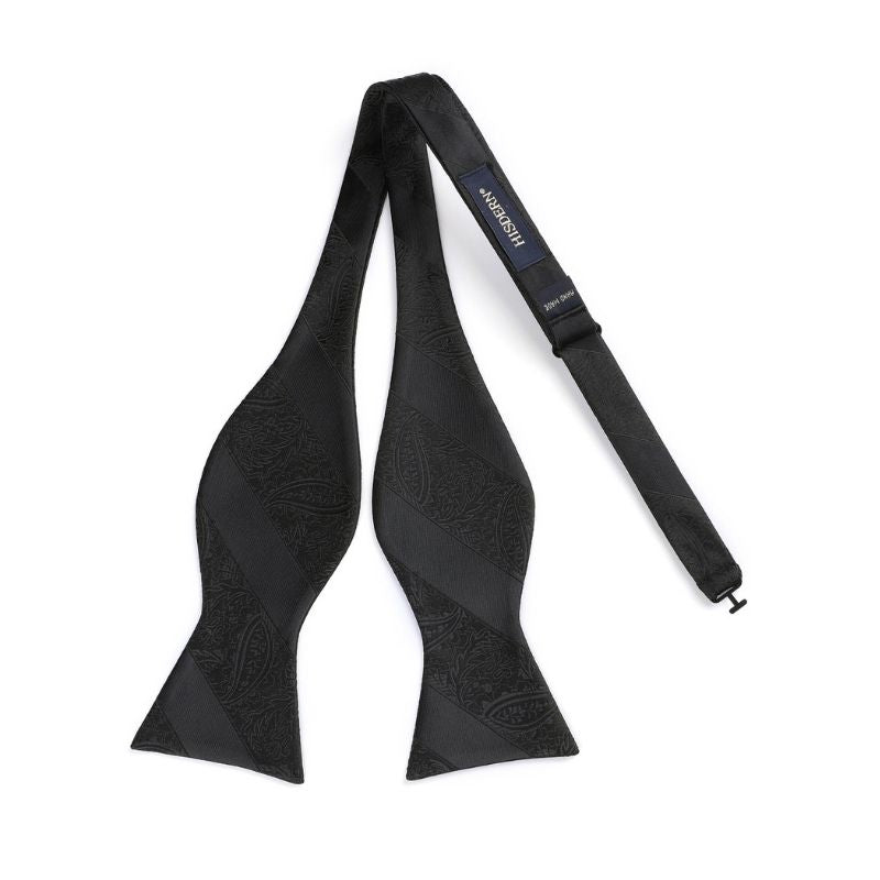 Floral Paisley Bow Tie & Pocket Square Sets - 1-BLACK