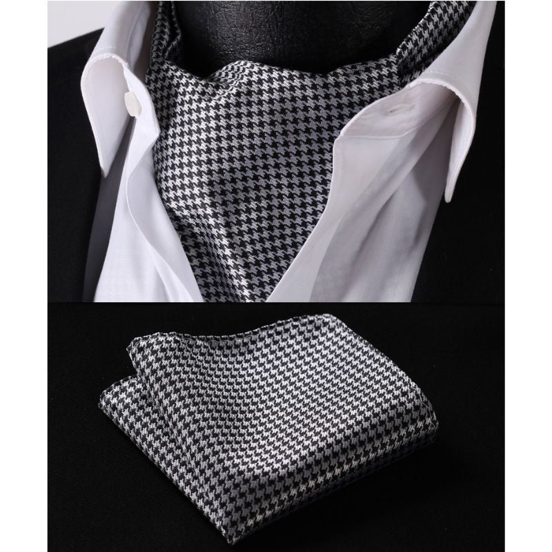 Floral Paisley Ascot Cravat Scarf - GREY/BLACK