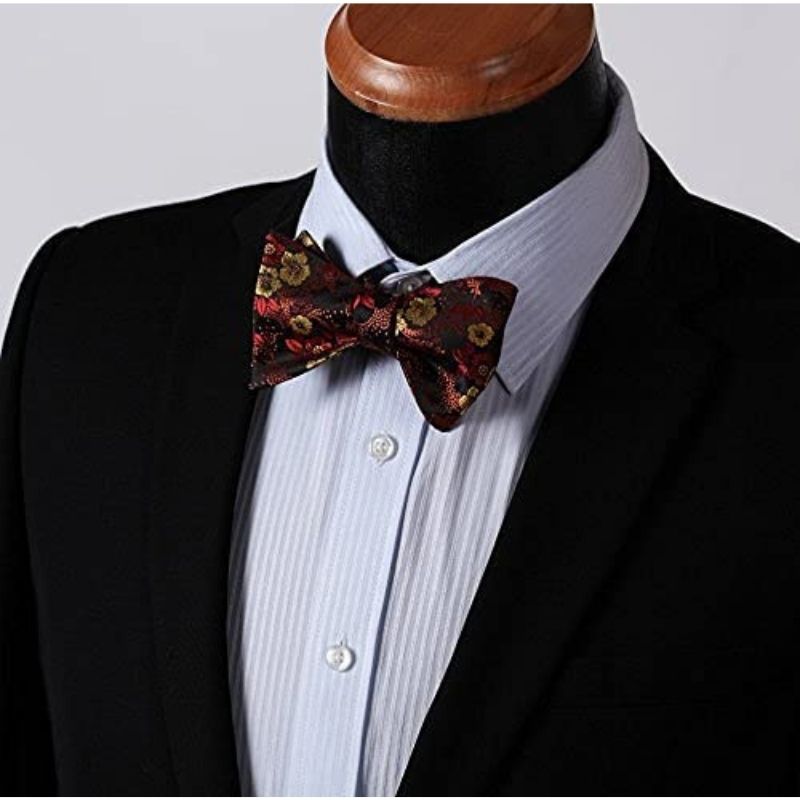 Floral Bow Tie & Pocket Square - A-GOLD/ORANGE