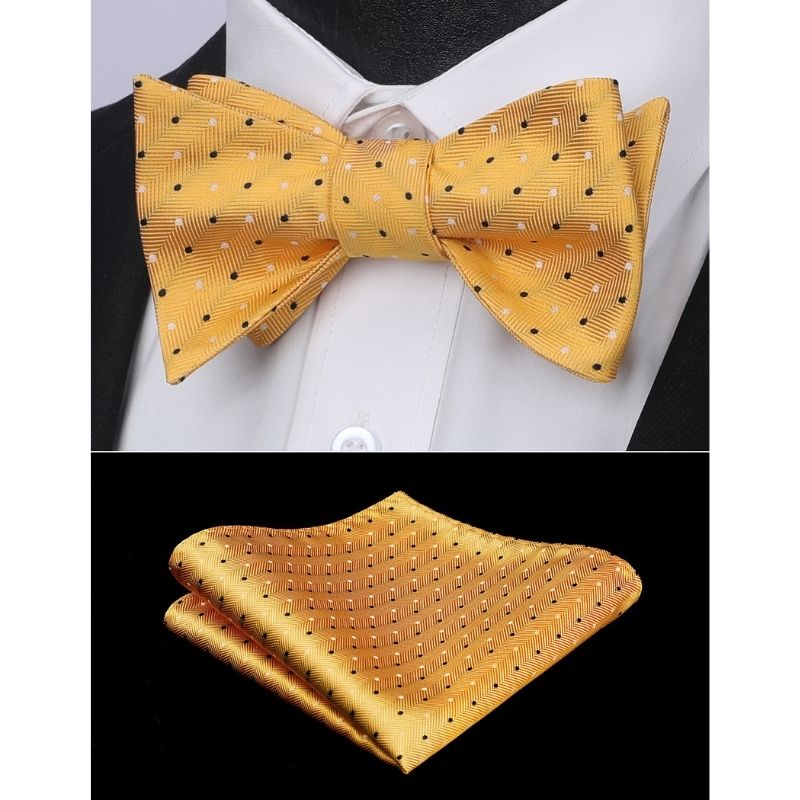 Polka Dots Bow Tie & Pocket Square - A-YELLOW