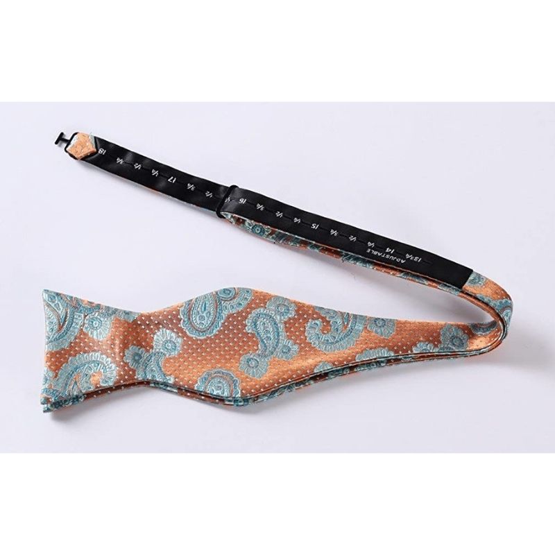 Floral Bow Tie & Pocket Square - ORANGE/BLUE