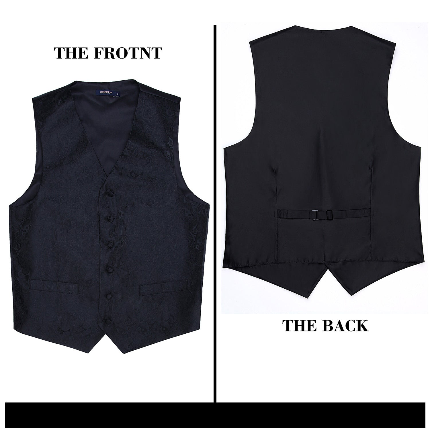 Paisley Vest Tie Handkerchief Set Black 2