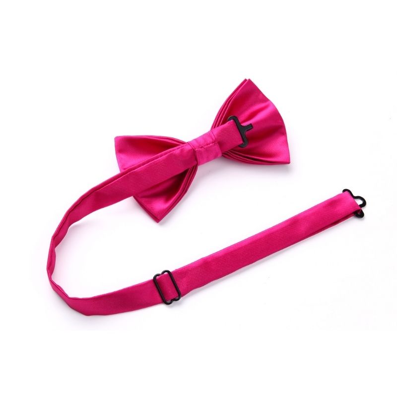 Solid Suspender Pre Tied Bow Tie Handkerchief A1 Hot Pink