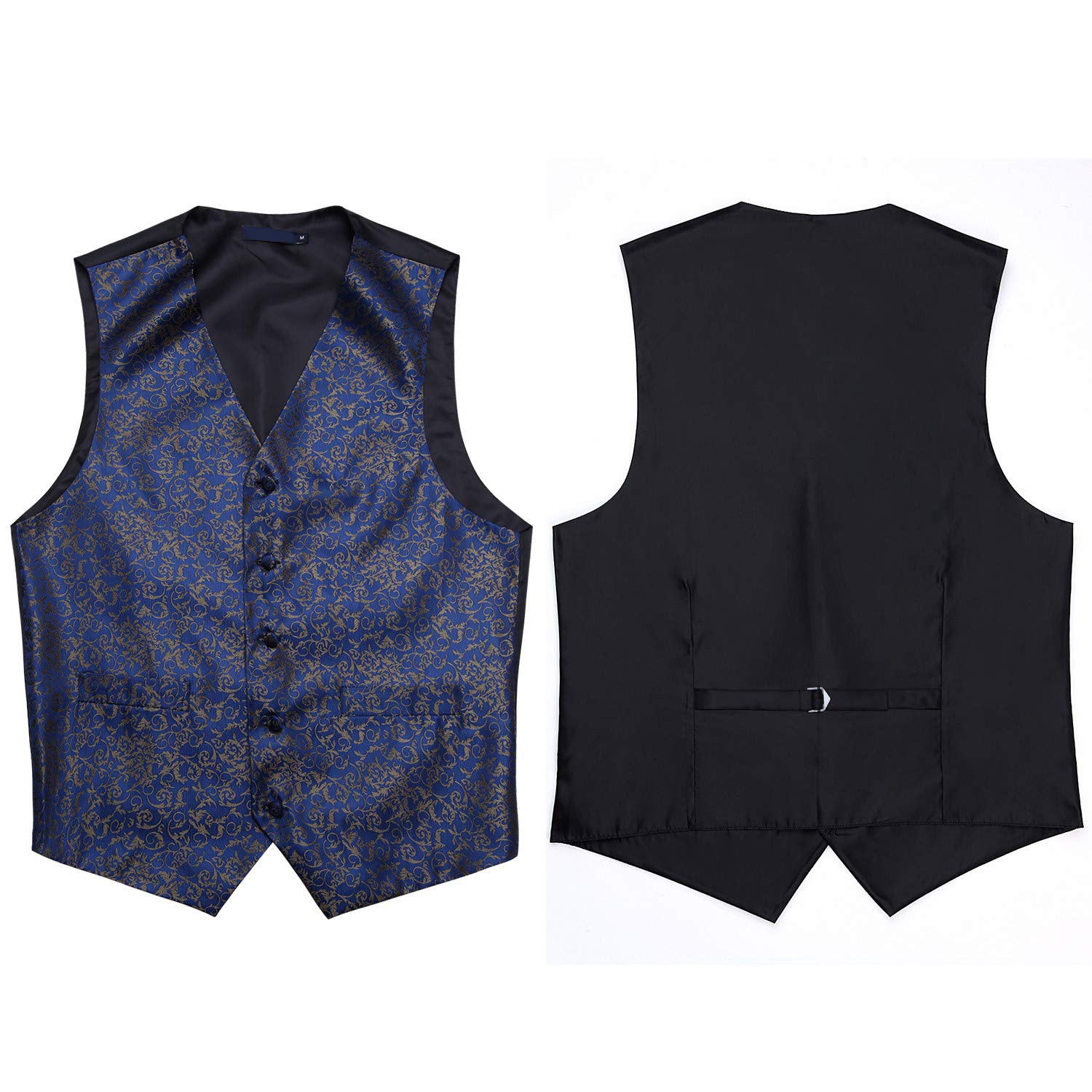 Paisley Vest Tie Handkerchief Set F Navy Blue Brown