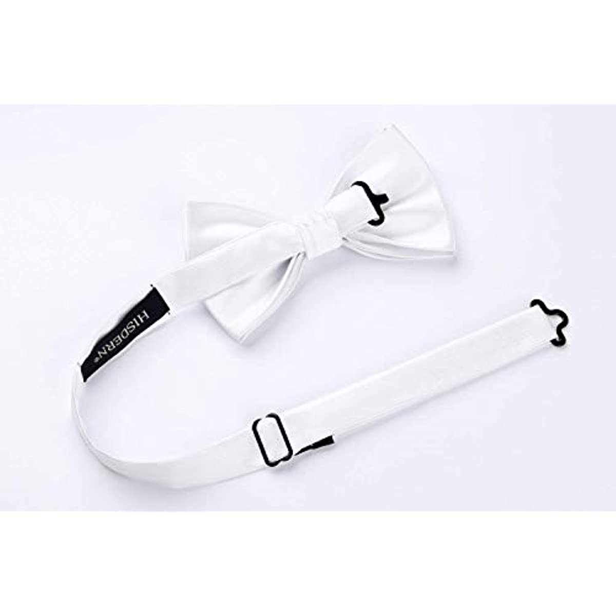 Solid Pre-Tied Bow Tie & Pocket Square - W-PURE WHITE