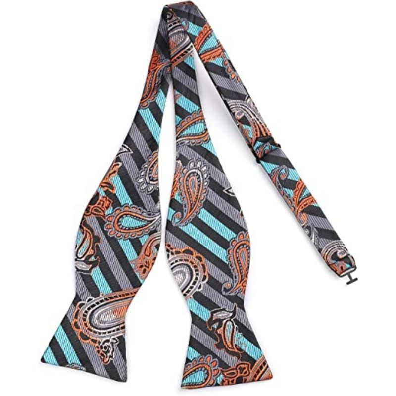 Paisley Bow Tie & Pocket Square - B-AQUA/ORANGE