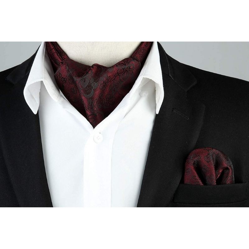 Floral Paisley Ascot Cravat Scarf A Maroon