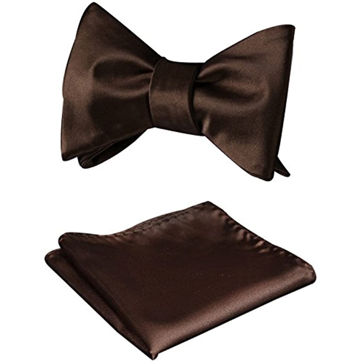 Solid Bow Tie & Pocket Square - H2-BROWN