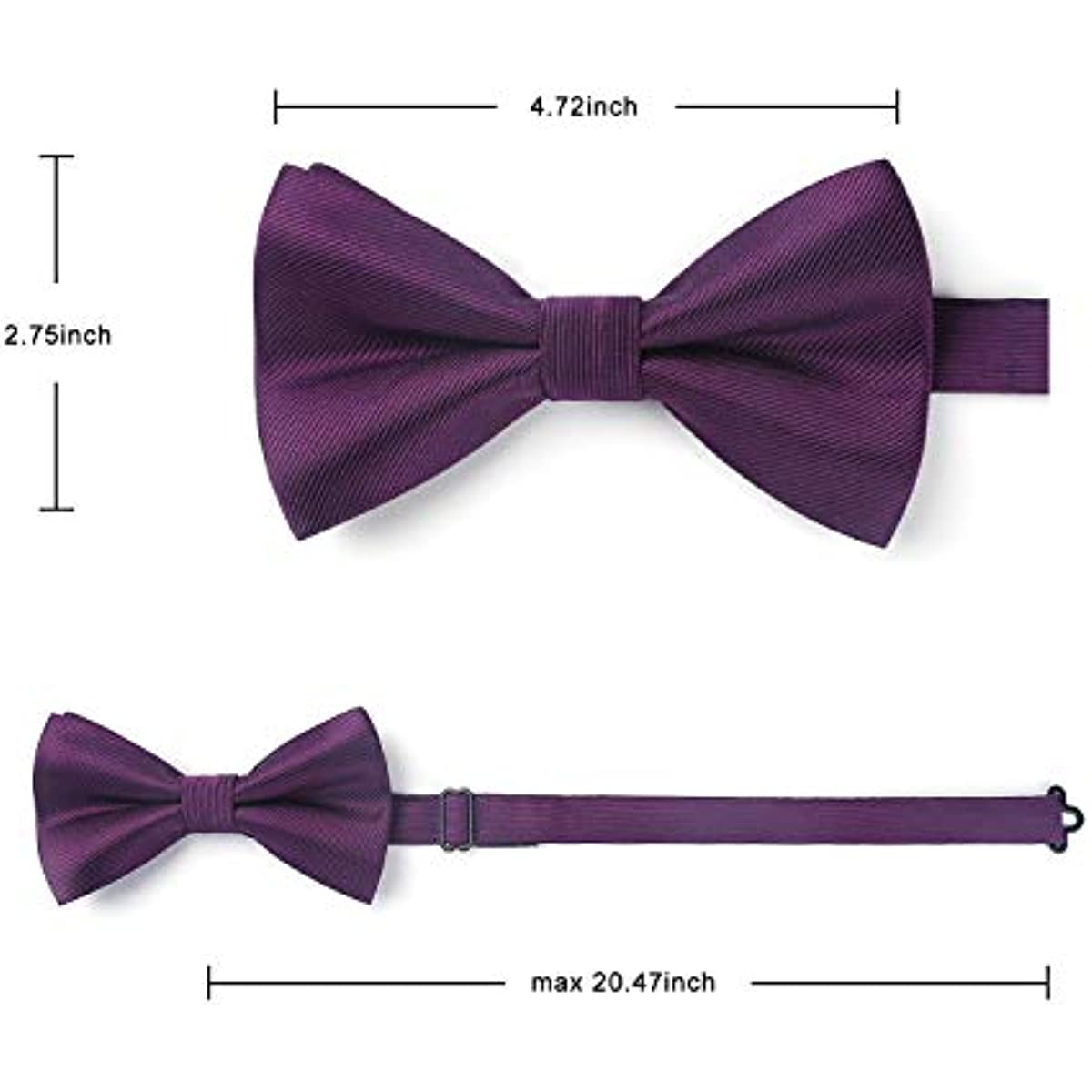 Solid Pre-Tied Bow Tie & Pocket Square - 09-PURPLE