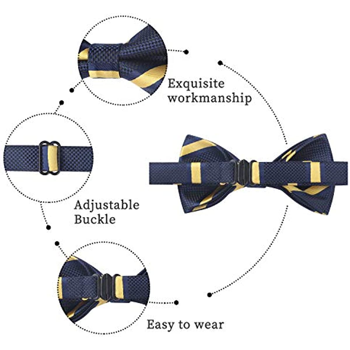 Stripe Pre-Tied Bow Tie for Boy - NAVY BLUE/YELLOW