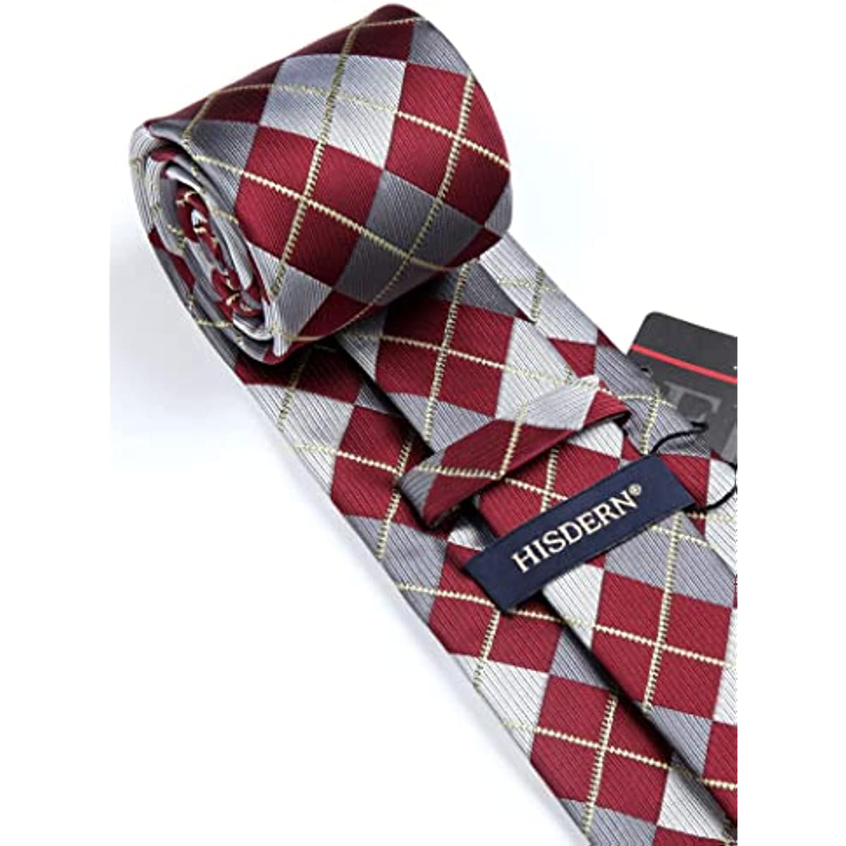 Plaid Tie Handkerchief Set - C-RED 2