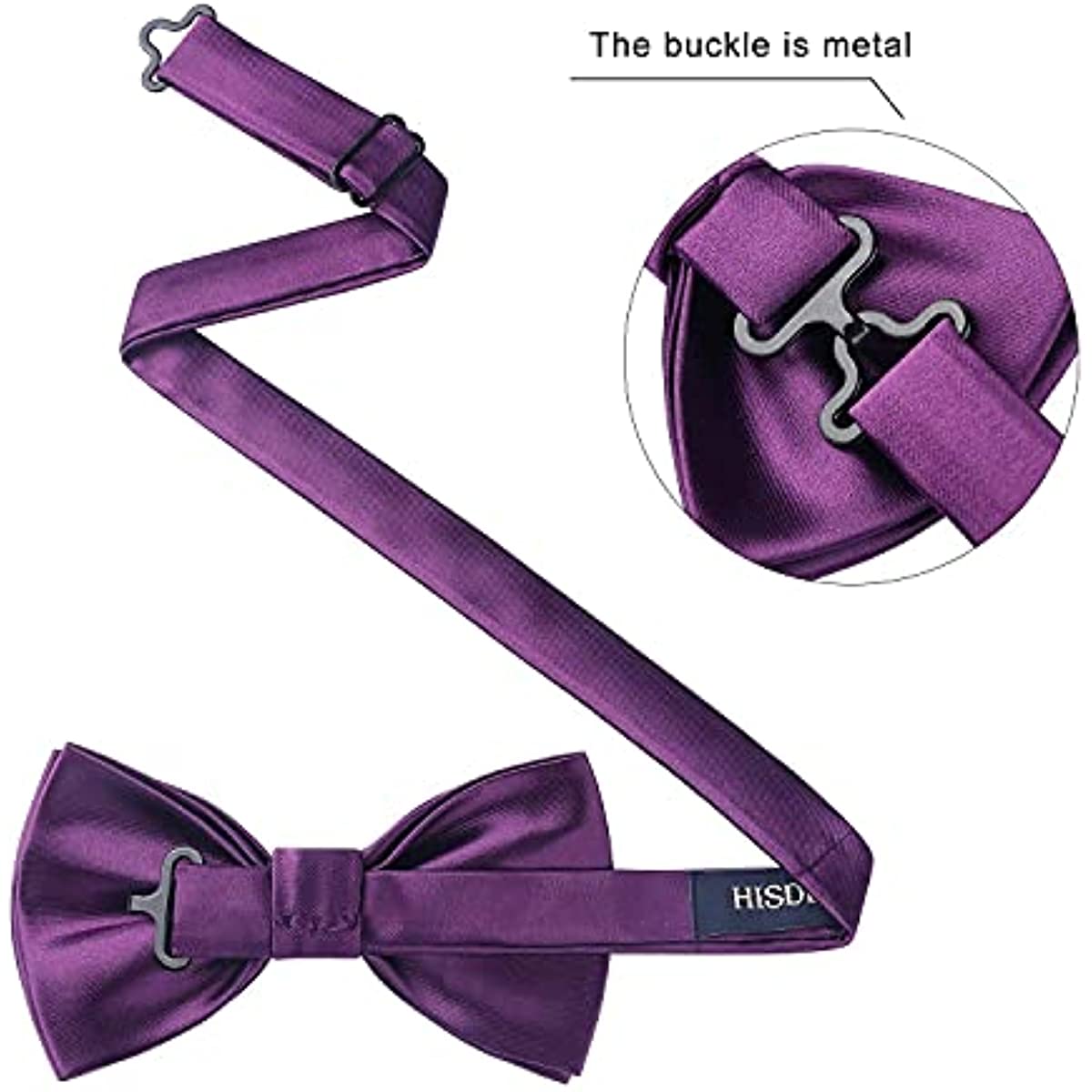 Solid Pre-Tied Bow Tie & Pocket Square - P-PURPLE 1