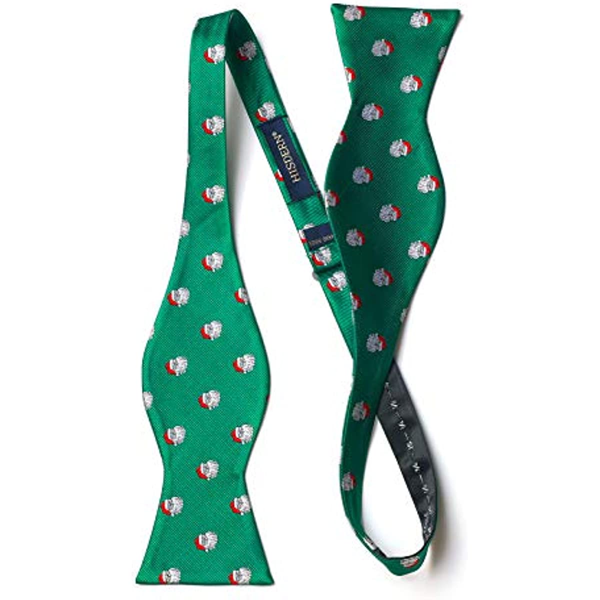 Christmas Bow Tie & Pocket Square - B1-GREEN-SANTA CLAUS