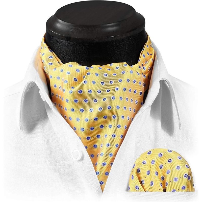Paisley Ascot Cravat Scarf B Yellow Polka Dot 02