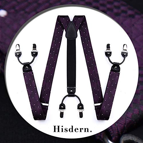 Plaid Dot Suspender Pre Tied Bow Tie Handkerchief 1 Black