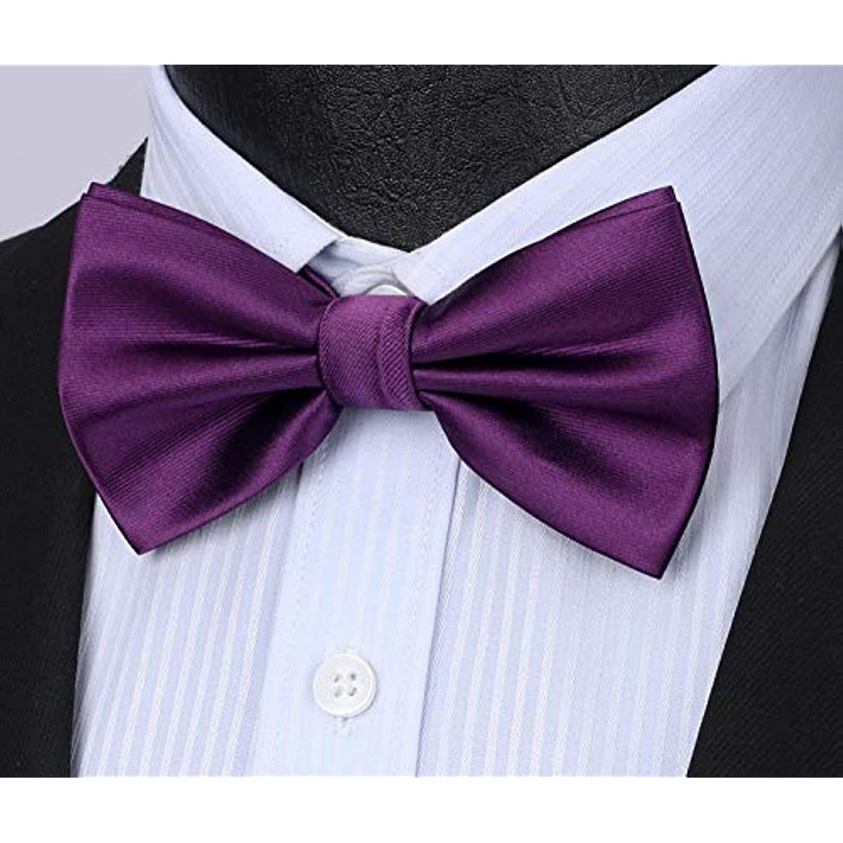 Solid Pre-Tied Bow Tie & Pocket Square - P-PURPLE 1