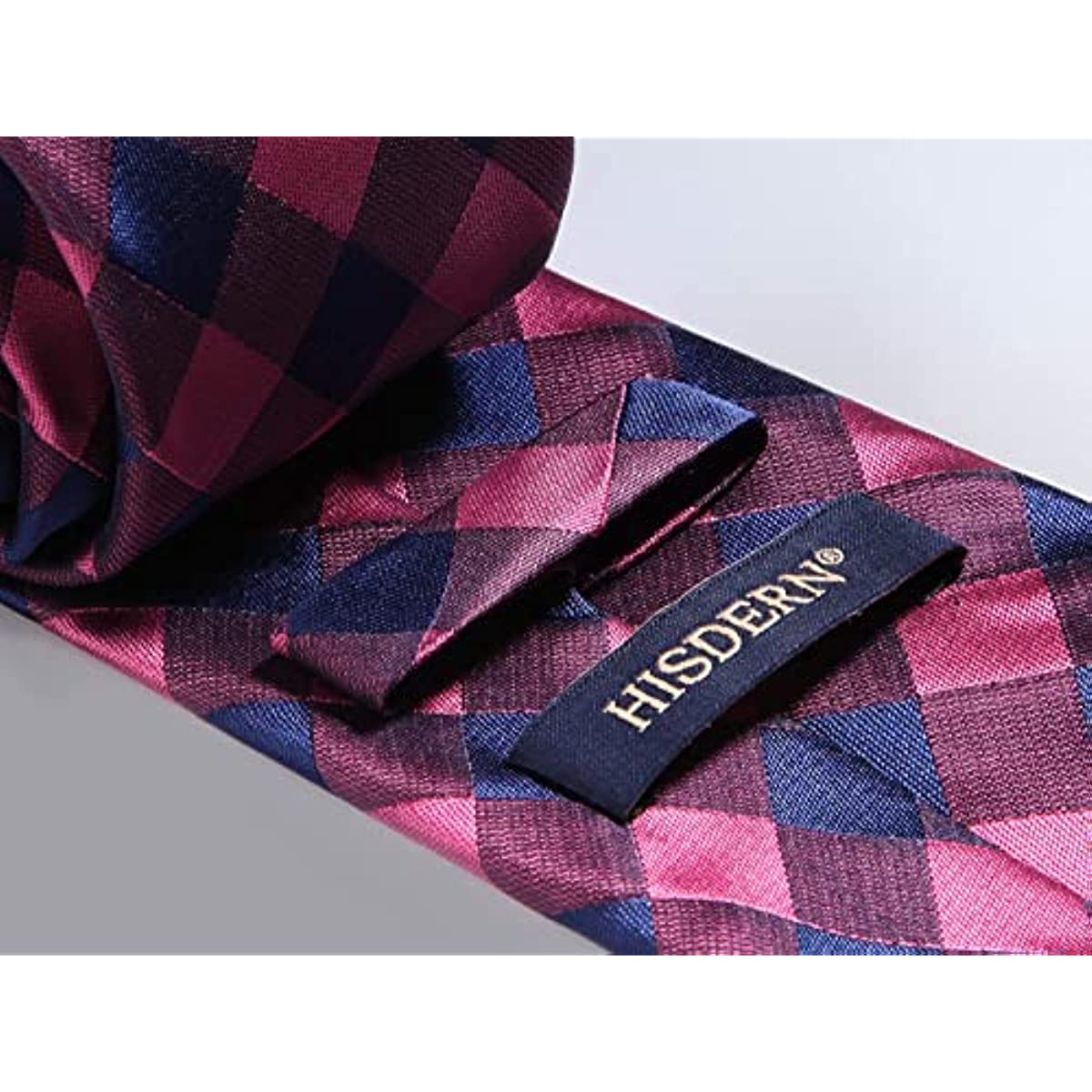 Plaid Tie Handkerchief Set - E-PURPLE
