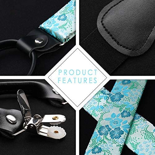 Paisley Floral Suspender Bow Tie Handkerchief 9 Green Turquoise