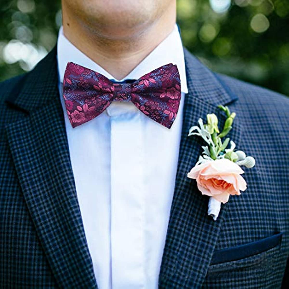 Floral Pre-Tied Bow Tie - 1-PINK