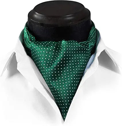 Polka Dot Ascot Cravat Scarf - GREEN