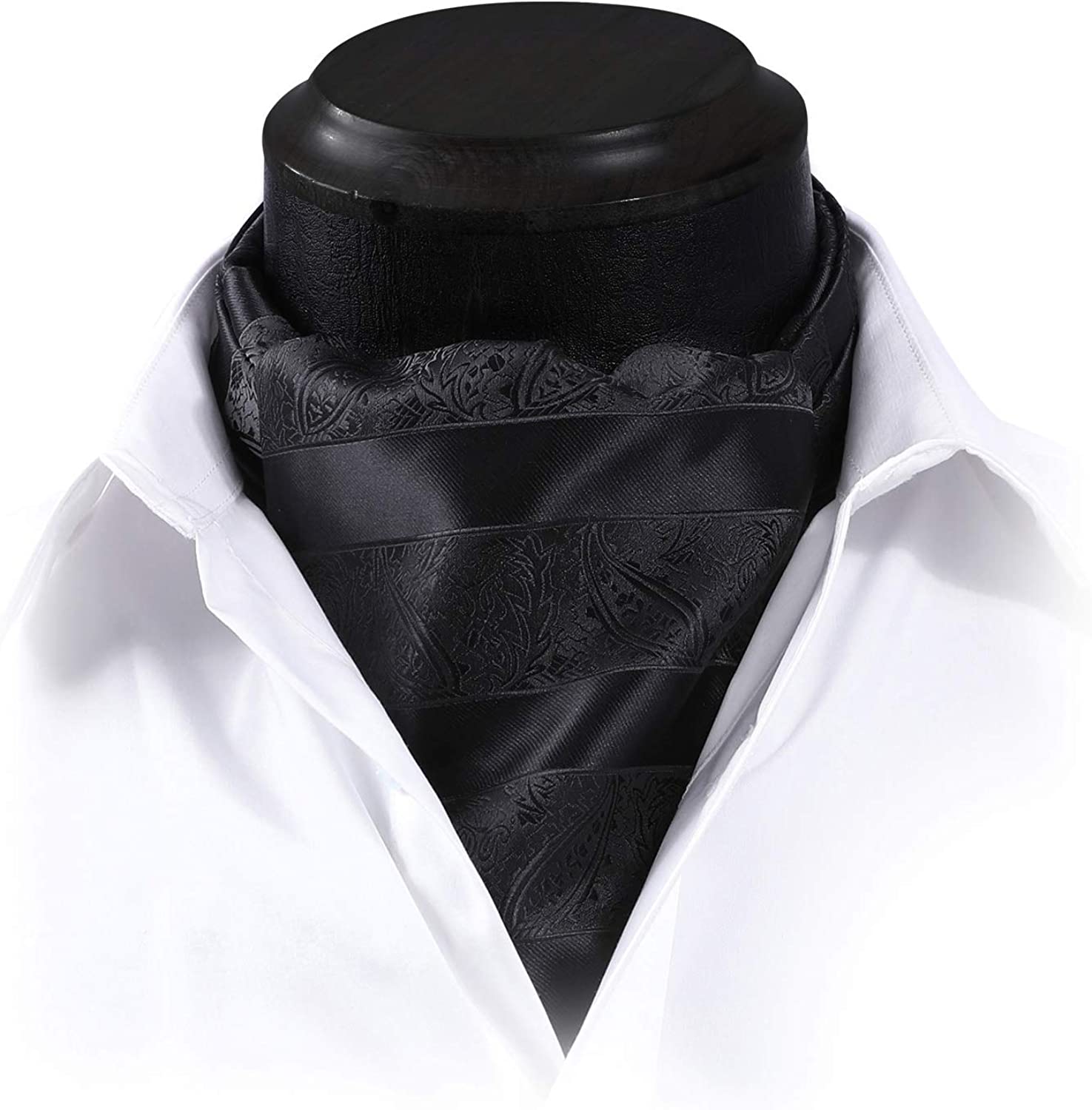 Floral Paisley Ascot Cravat Scarf A Black