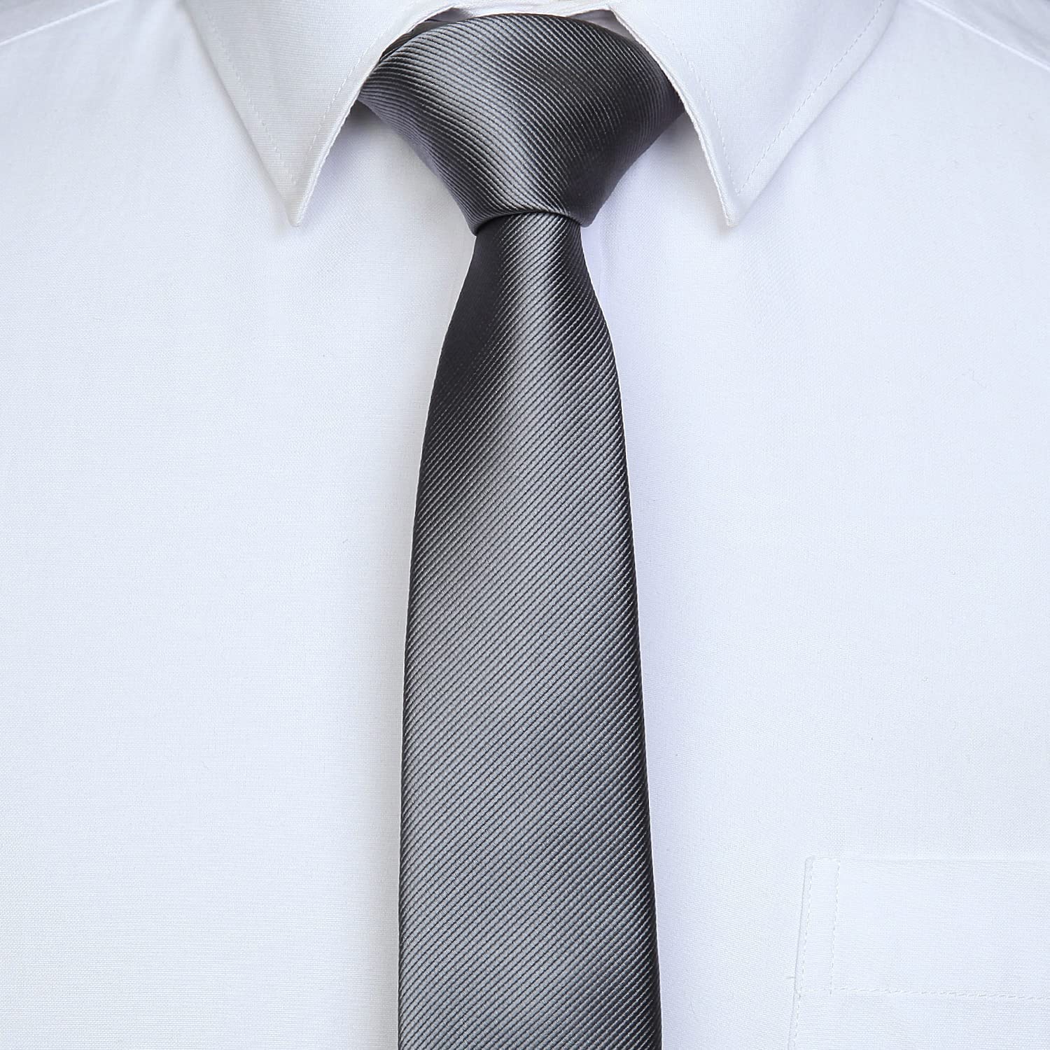 Solid 2.17 inch Skinny Formal Tie - 09-DARK GREY