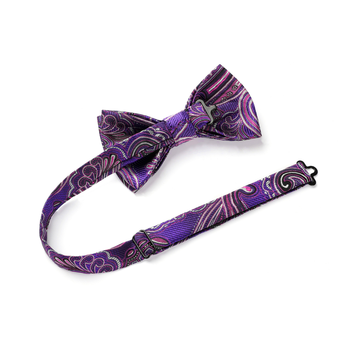 Paisley Pre-Tied Bow Tie & Pocket Square - D-PURPLE 2
