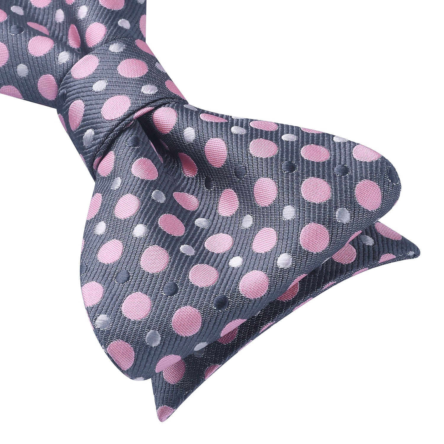 Polka Dots Bow Tie & Pocket Square - B-GRAY/PINK