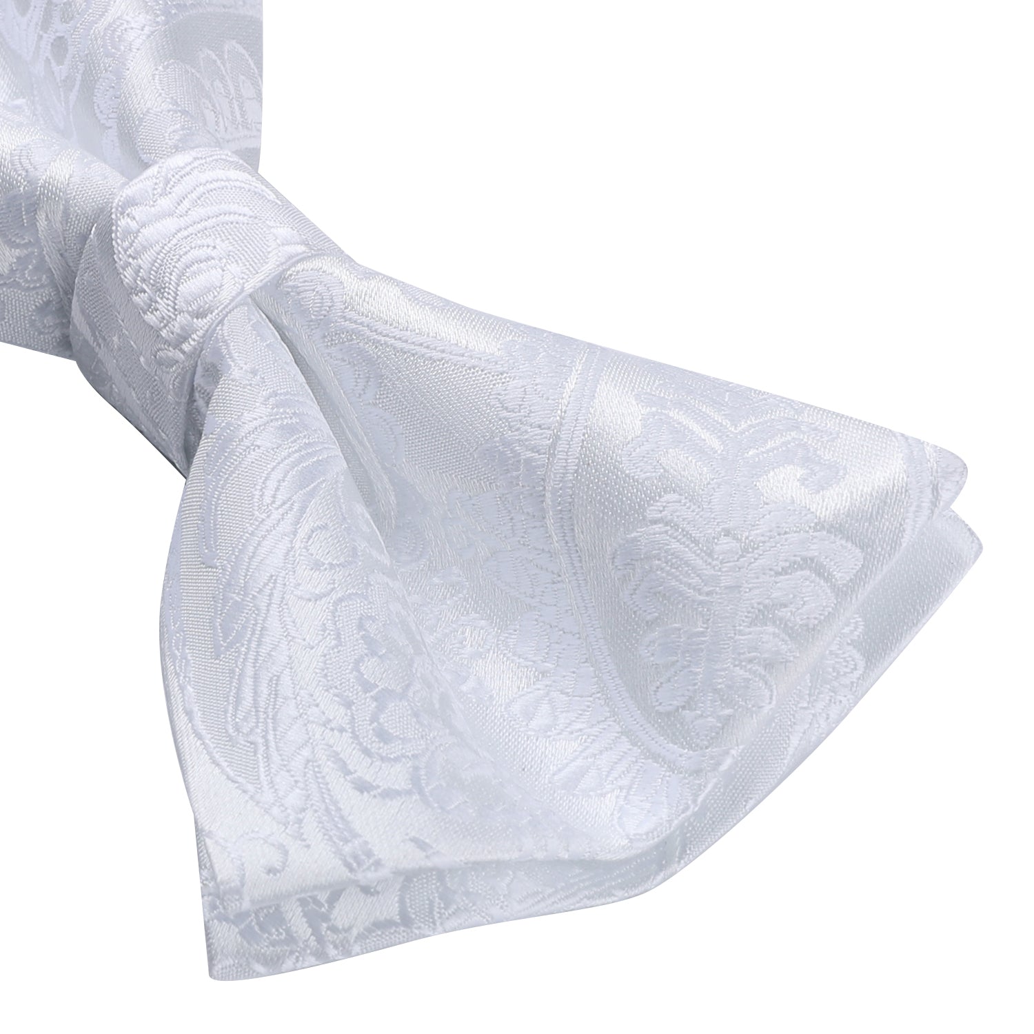 Paisley Pre-Tied Bow Tie & Pocket Square - WHITE