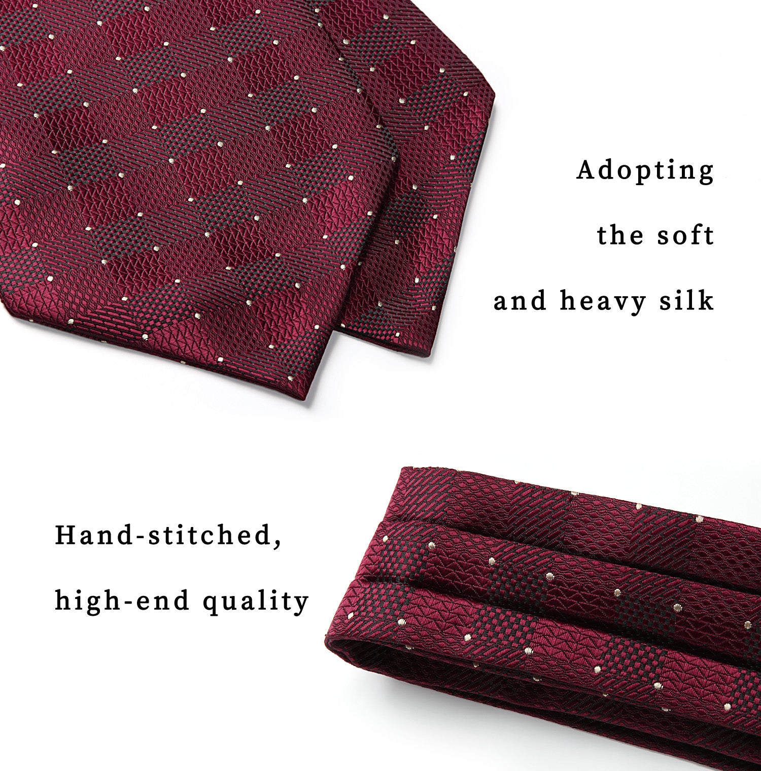 Polka Dot Ascot Cravat Scarf - BURGUNDY