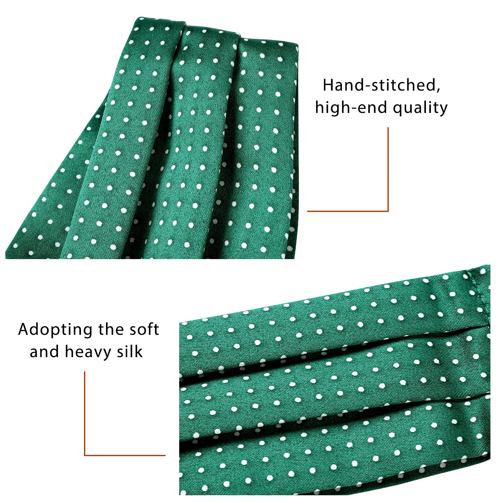 Polka Dot Ascot Cravat Scarf - GREEN