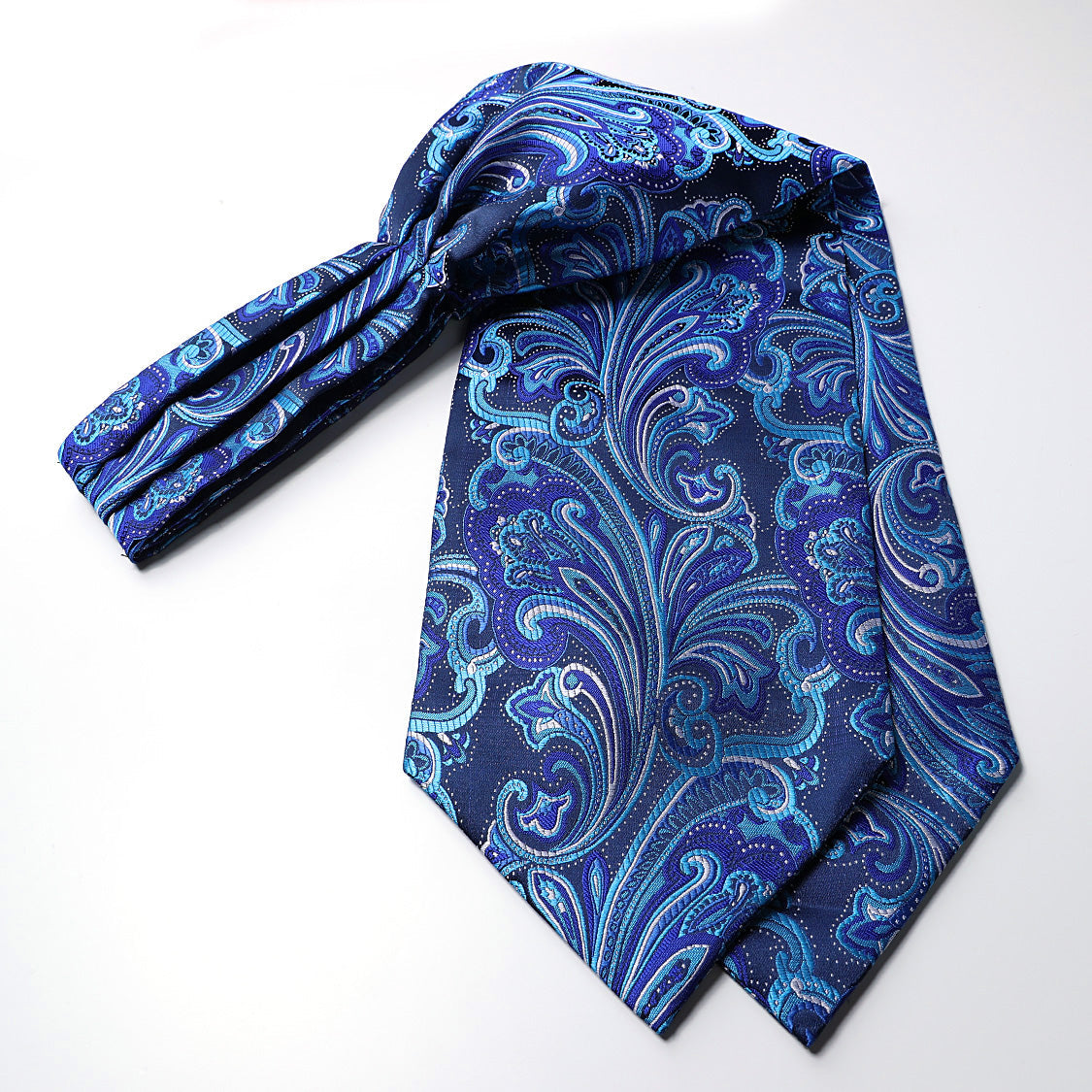 Paisley Ascot Cravat Scarf - BLUE/PURPLE