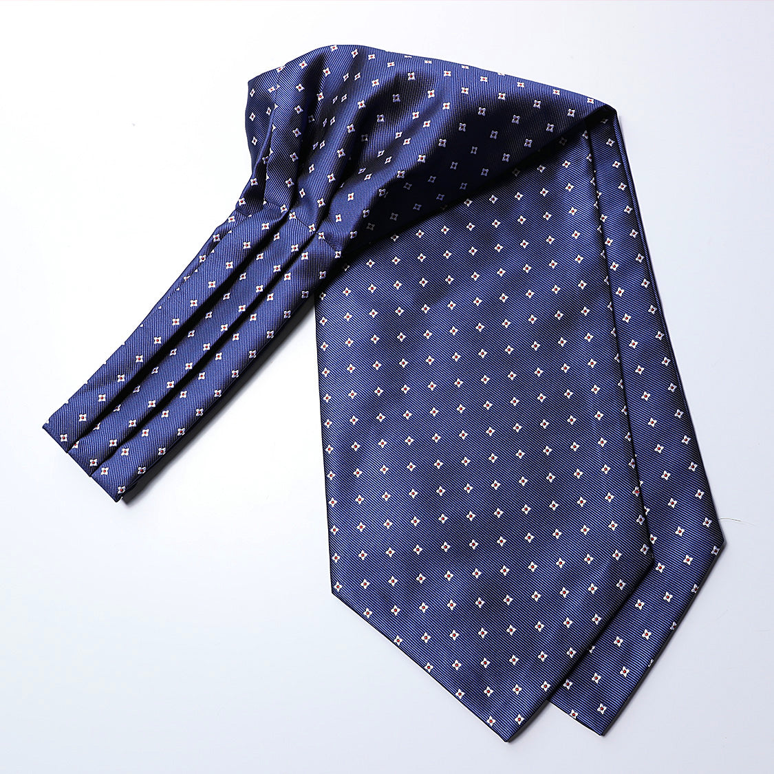 Floral Paisley Ascot Cravat Scarf B Blue Polka Dot01