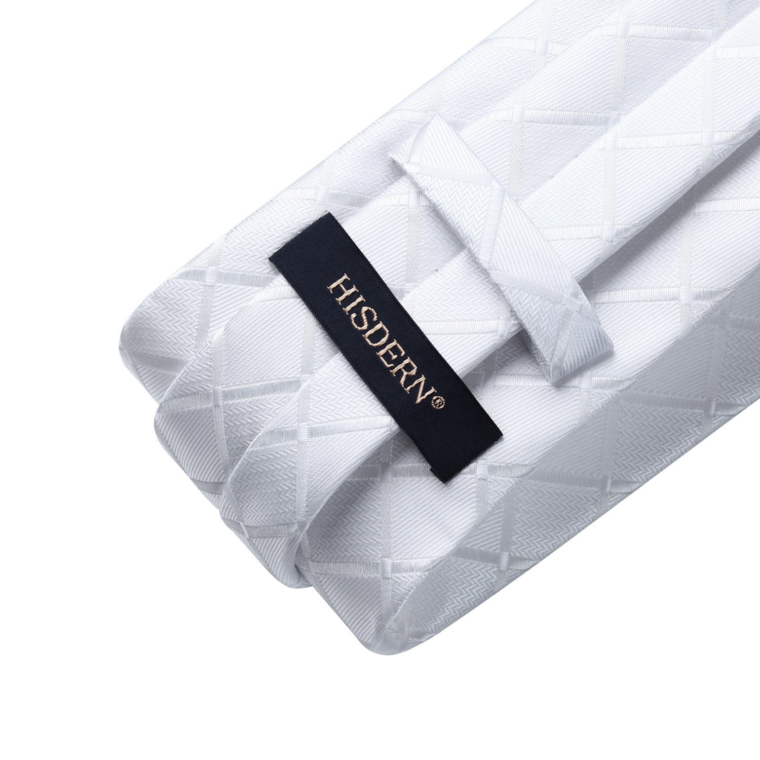 Plaid Tie Handkerchief Set - WHITE