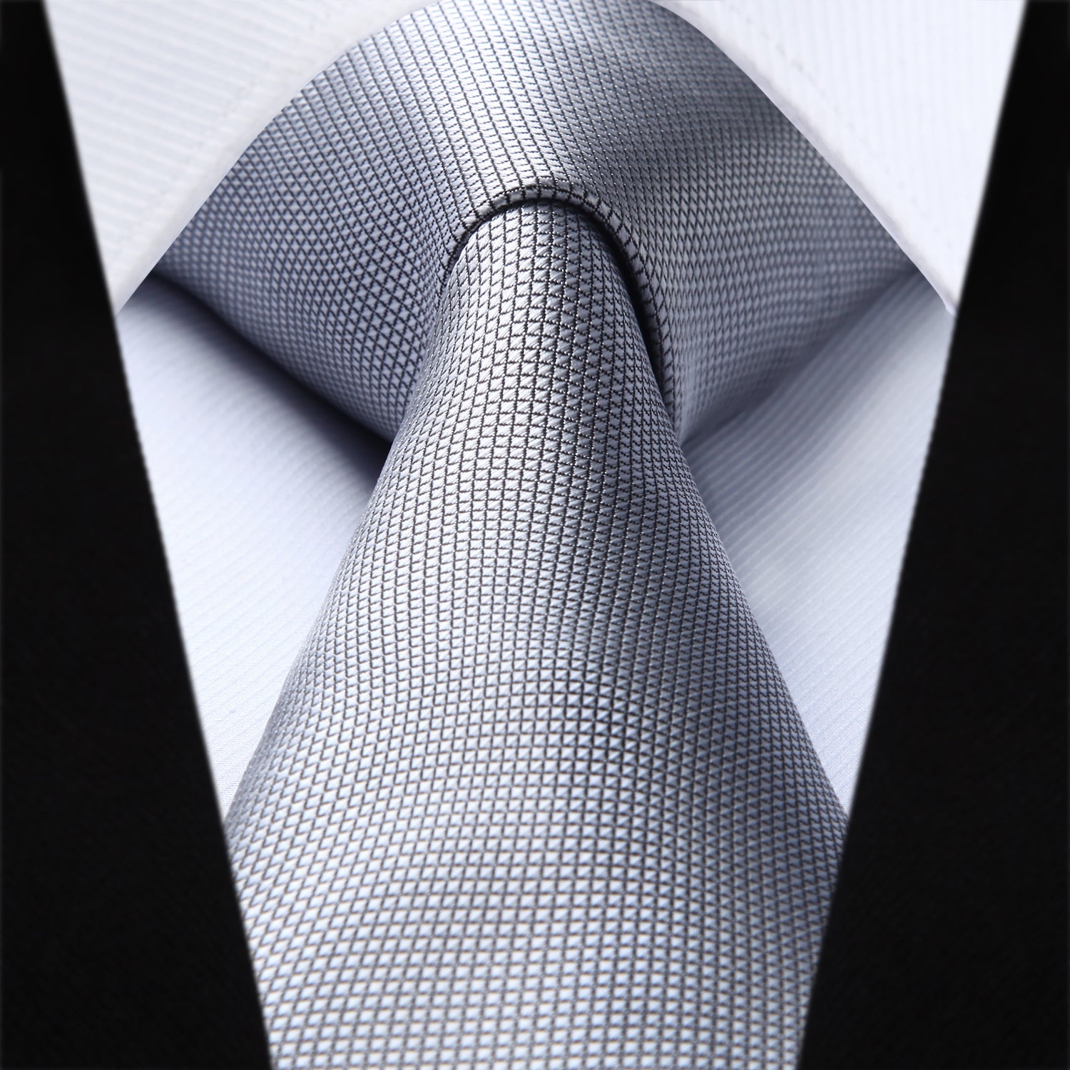 Houndstooth Tie Handkerchief Set - B-GREY 2