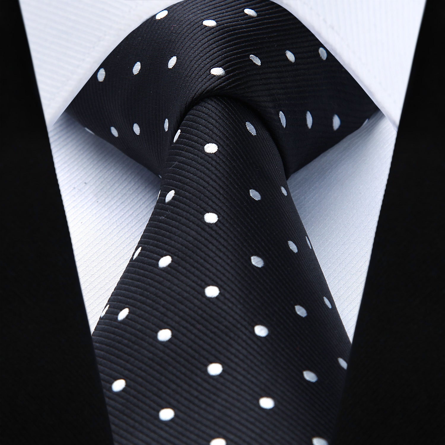 Polka Dot Tie Handkerchief Set - B-BLACK/WHITE 2