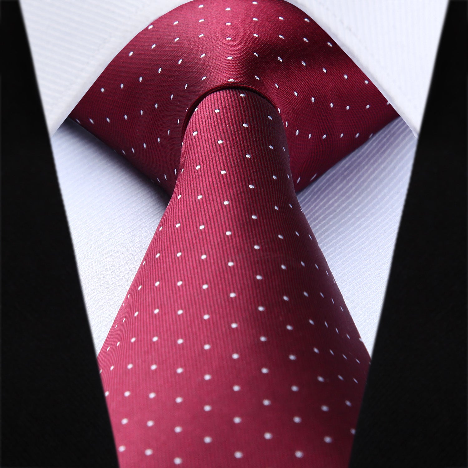 Polka Dot Ties Handkerchief Set - BURGUNDY