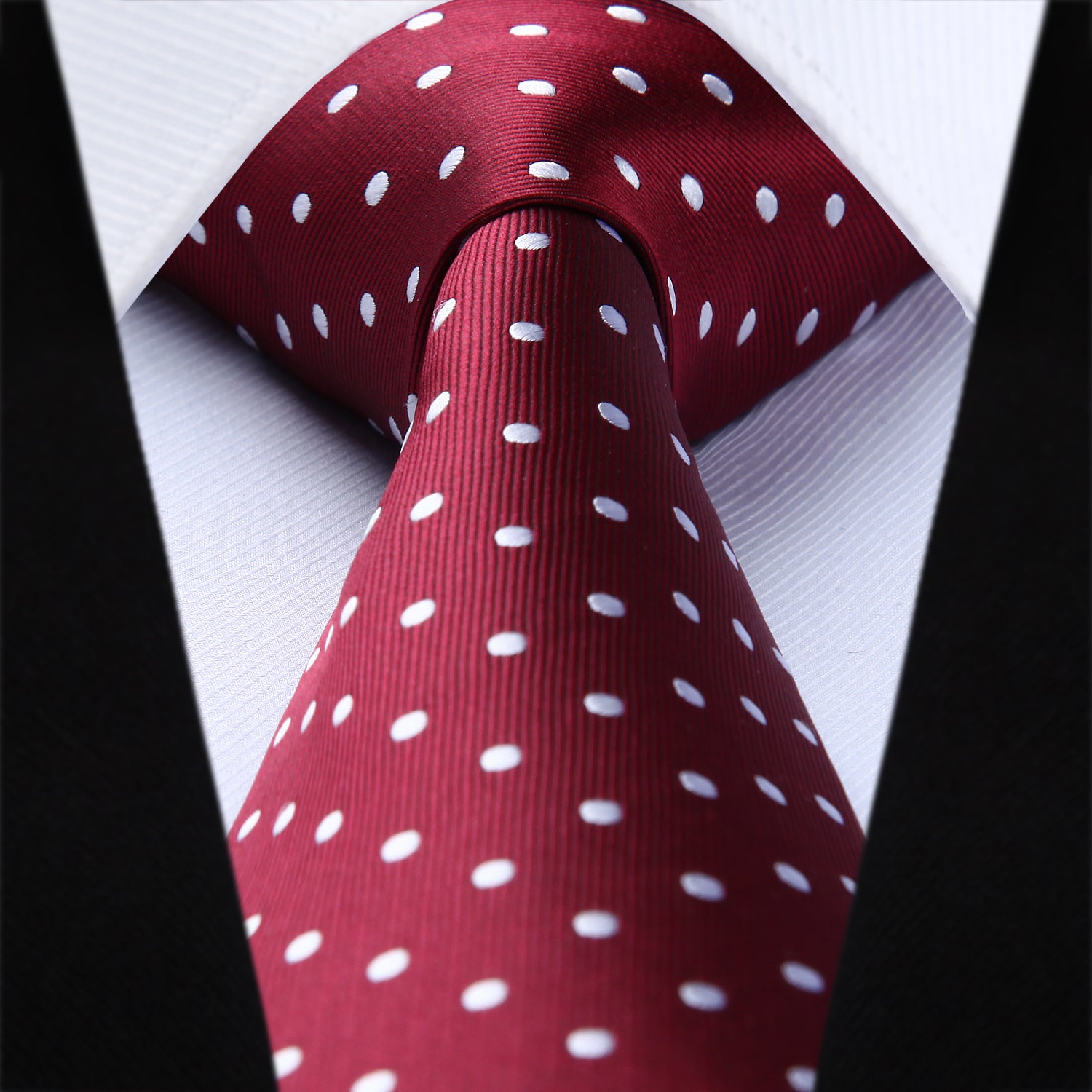 Polka Dot Ties Handkerchief Set - BURGUNDY/WHITE