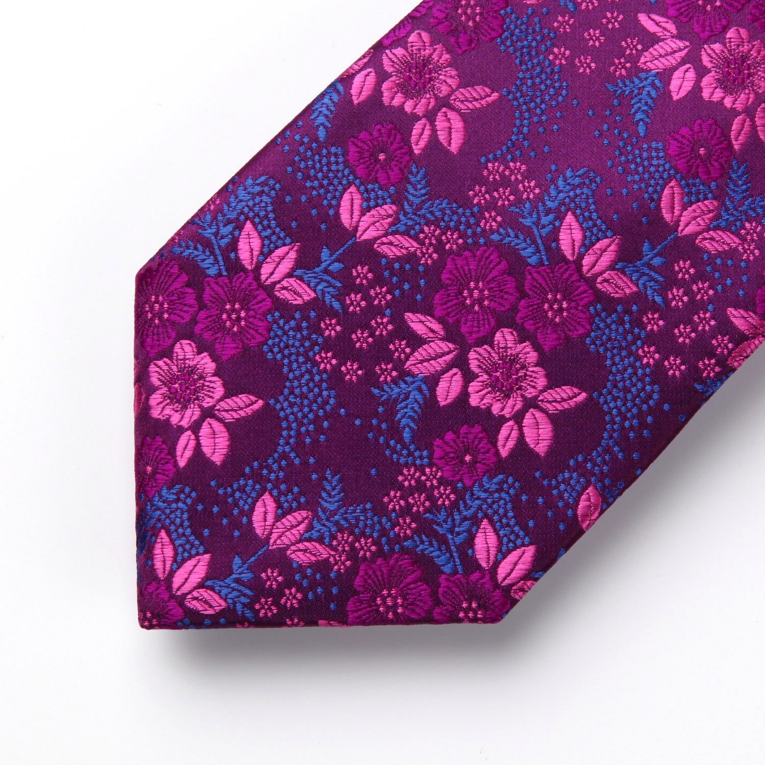 Floral Tie Handkerchief Set - HOT PINK/BLUE