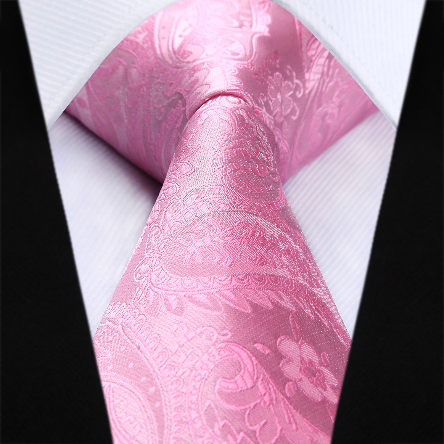 Solid Paisley Tie Handkerchief - PINK