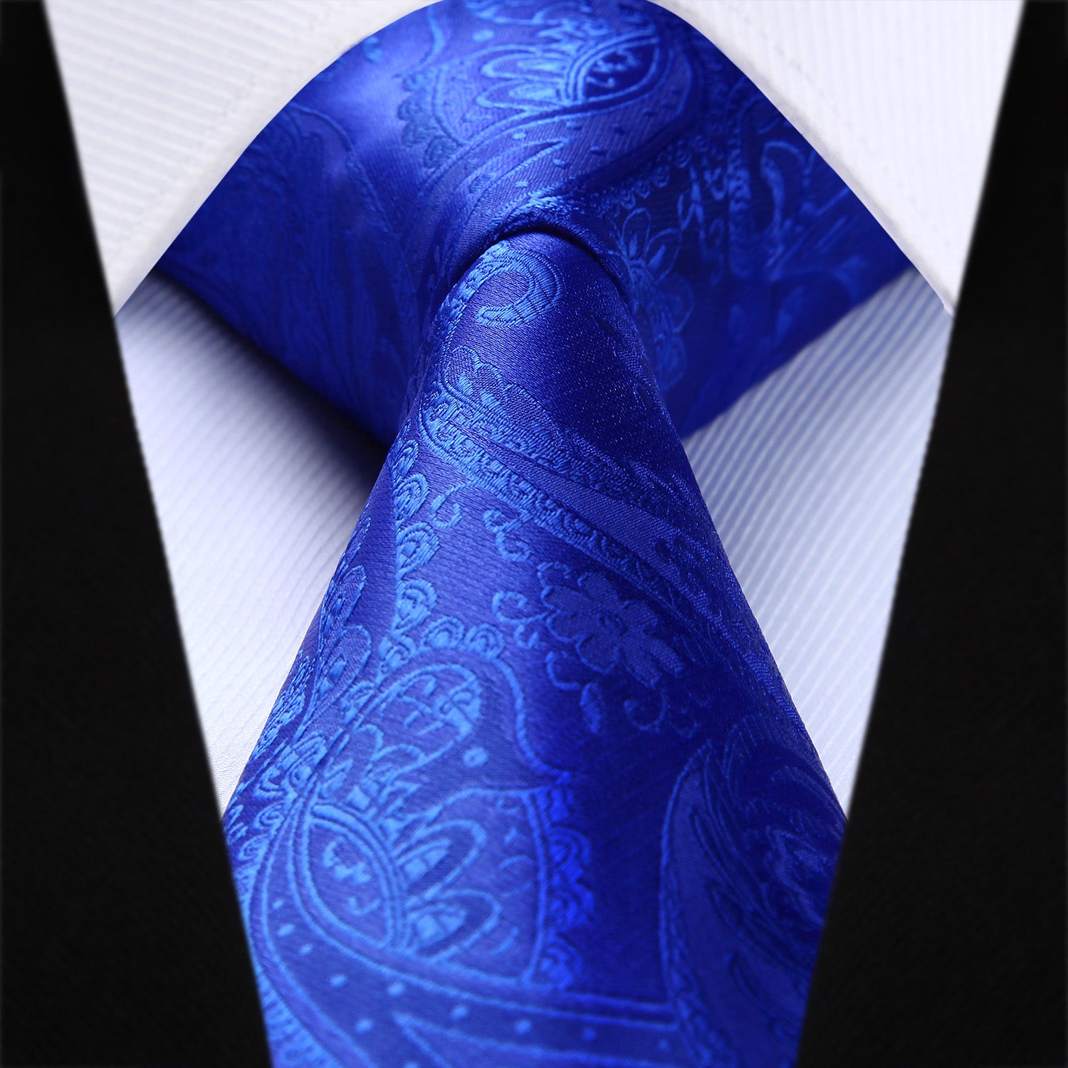 Solid Paisley Tie Handkerchief - BLUE-2