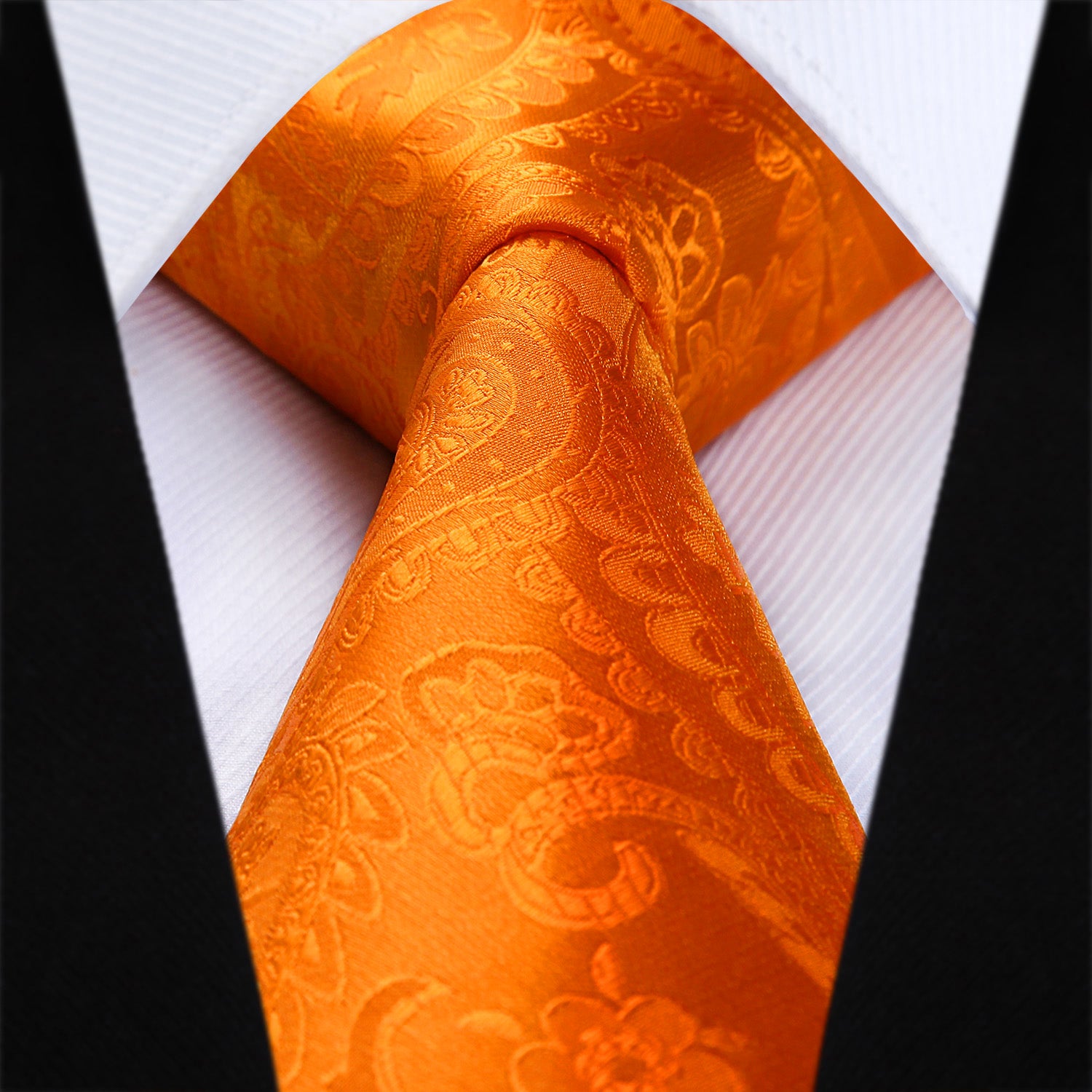 Paisley Tie Handkerchief Set - B-ORANGE
