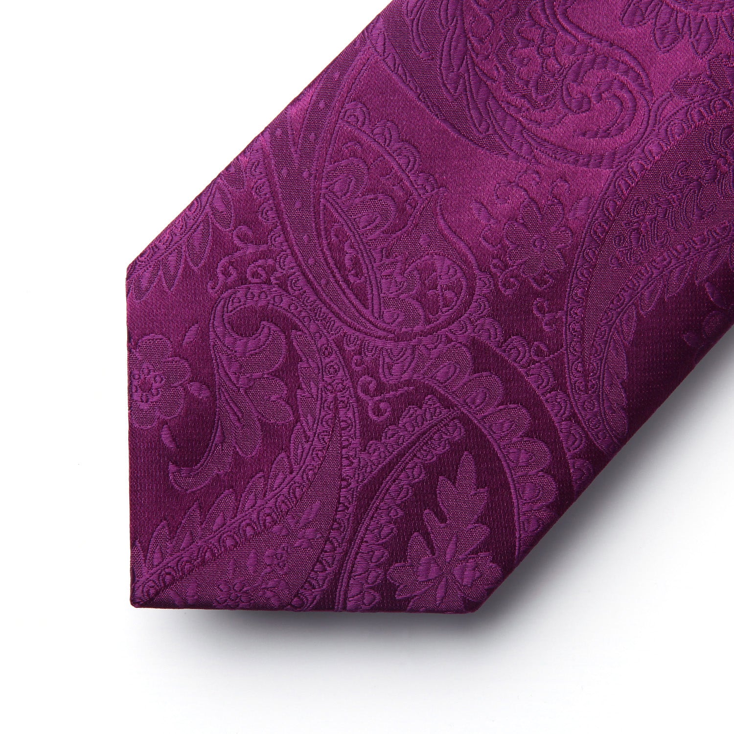 Floral Solid Paisley Tie Handkerchief Set - A-PURPLE