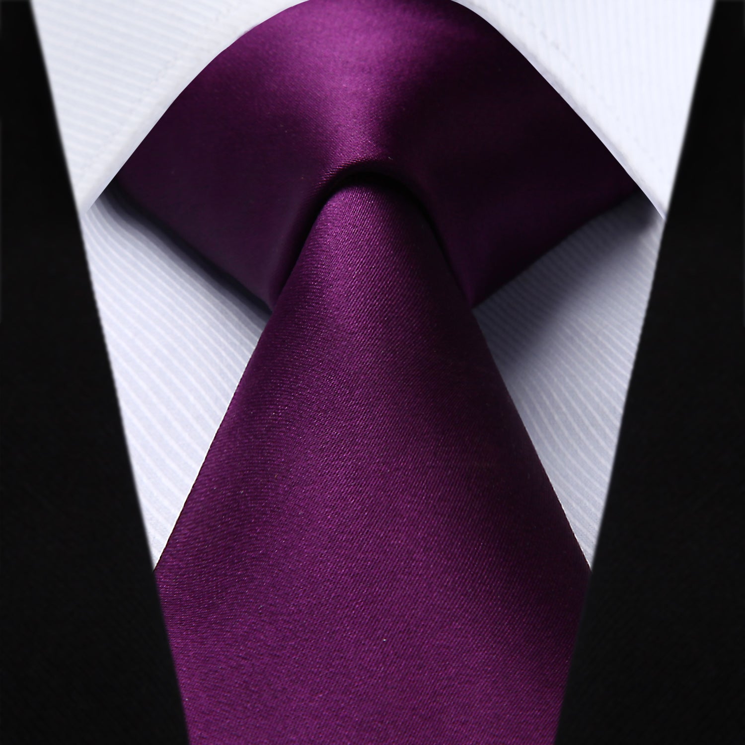 Solid Tie Handkerchief Set - EGGPLANT PURPLE