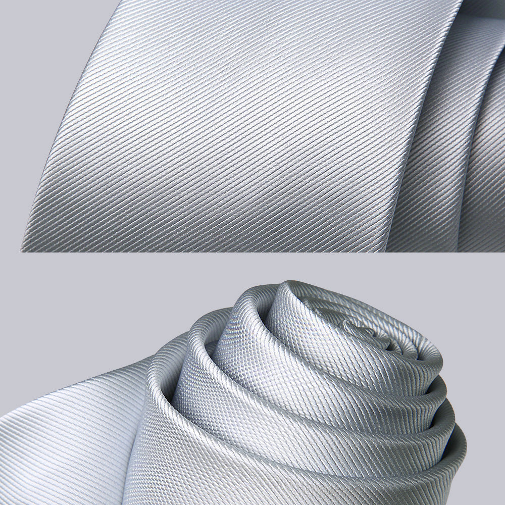 Solid Tie Handkerchief Set - P-SILVER